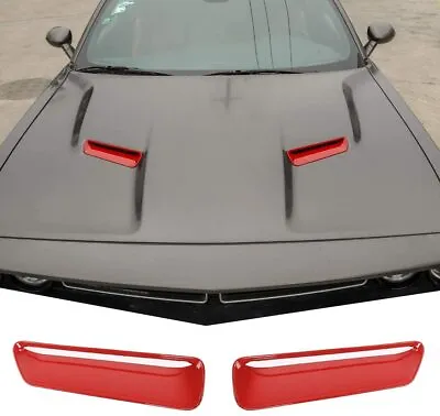 2PCS Hood Scoop Air Vent Cover Trim For Dodge Challenger 2015+ Red Accessories • $19.99