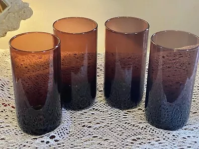 Vintage Hazel Atlas Moroccan Amethyst Drinking Glasses Set Of 4- 16 Oz. 5 3/4  • $38