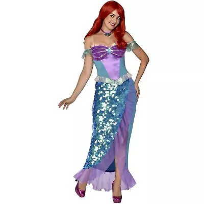 Pretty Mermaid Women's Sequin Princess Ariel Halloween Costume 8-10 M #3717 • $23.31