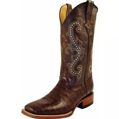 NEW Ferrini MEN'S 40793-09 Chocolate BROWN Gator Belly WESTERN BOOTS 10-D/MED • $69.95