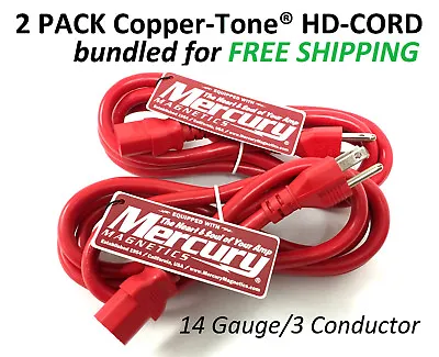 2PACK 6ft Heavy Duty Copper-Tone® Power Cord - Mercury Mag Audio Guitar AC Cable • $42