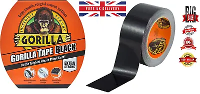 Gorilla Tape Black 48mm X 11M Roll Waterproof StrongDuct Duck Gaffer Tape UK • £6.49