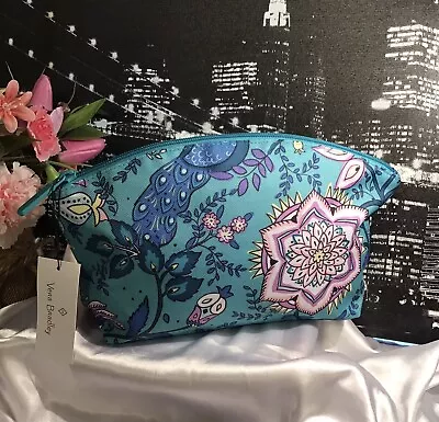 Vera Bradley Grand Travel Cosmetic Bag Lighten Up PEACOCK GARDEN NWT-RV$55 • $26.99