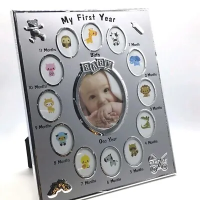 Multi-Photo Frame My First Year Baby Holds 13 Photos Set Newborn 12 Months • £11.99