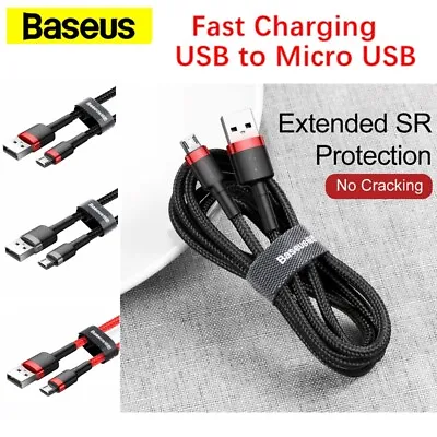 Micro USB Phone Cable Baseus Fast Charging Data Sync USB 1M 2M 3M Red & Black • $7.95