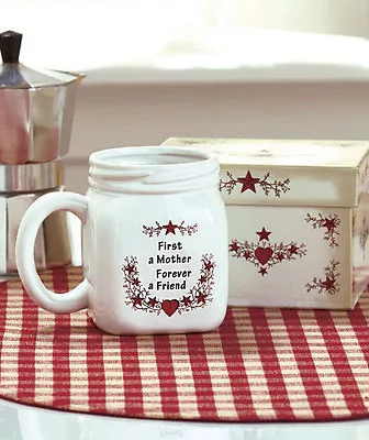 MOM SENTIMENT MASON JAR Mug Cup W/ Heart Star Gift Mothers Valentines Day • $11.95