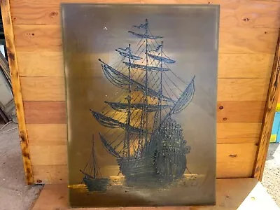 Mid-Century Modern Oil Drip Painting Cool 1950’s Spanish Galleon Ship - Nichols  • £530.08