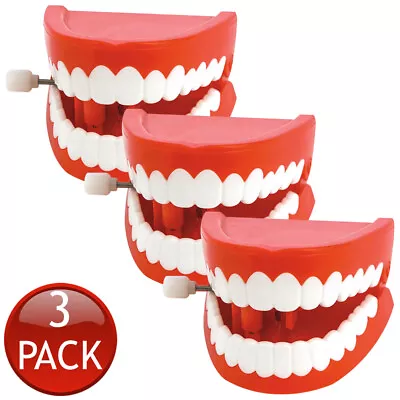 3 X Jumping Wind Up Teeth Chattering Smile Clockwork Beating Denture Mechanical • $23.95