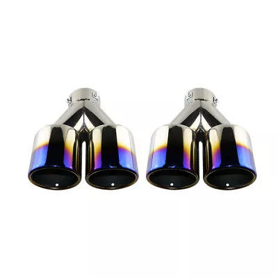 Pair Universal 3'' ID 4'' OD Exhaust Tips End Dual Muffler Tip Burned Blue 3in • $130.14