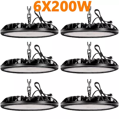 6 Pack 200W UFO LED High Bay Light Factory Warehouse Commercial Light Fixtures • $168.99