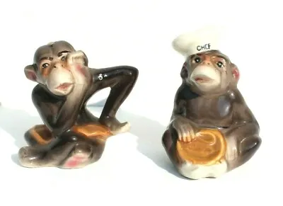 Vintage Japan Gorilla Monkey Chef Victoria Ceramics Salt Pepper Shakers Decor • $15