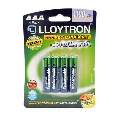 Lloytron AAA Rechargeable Batteries NiMH ACCU DIGITAL High Capacity 1100mAh - 4 • £4.48