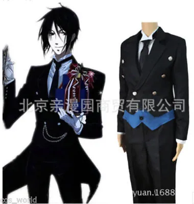 $37.89 • Buy Black Butler Kuroshitsuji Sebastian Michaelis Black Uniform Cosplay Costume Suit