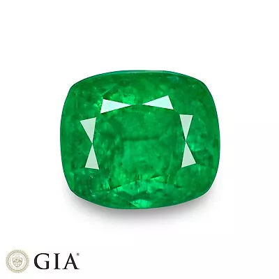 GIA Certified MUZO COLOMBIA Emerald 5.29 Ct. Natural SPRING GREEN Cushion • $5713.20