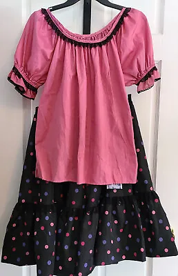 $19.99 • Buy Square Dance Dress Outfit Skirt Blouse Multi Color Rockmount Ranchwear