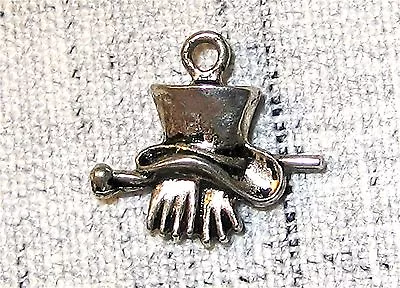 Vintage Sterling Silver Dandy Hat Gloves Cane For The “Man About Town” Charm • $10