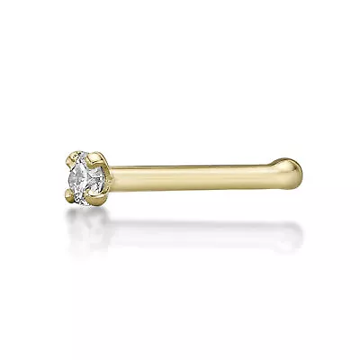 20 Gauge 0.02 Carat Lab Grown Diamond L-Shaped Nose Ring In 14k Yellow Gold • $44.99