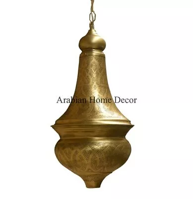 Unique Handcrafted Brass Egyptian Moroccan Hanging Lamp Lantern Ceiling Light • $229