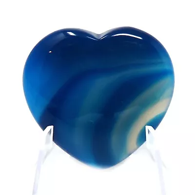 Blue Agate Stone Heart #576 - 40mm Or 1.5  - Valentines Day  Love Pocket Stone • $9.95