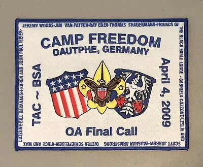 OA Lodge 482 2009 Camp Freedom Back Patch Transatlantic Council • $75