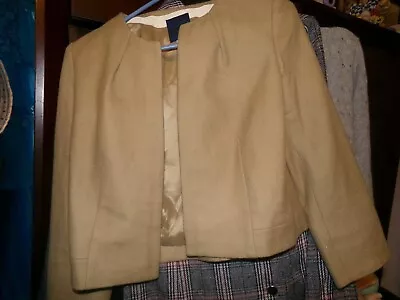 J. Crew Wool Open  Tan Jacket .fully Lined No Pockets/.collar  Size 0-cropped • $14