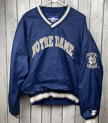 Vintage Men’s Starter Notre Dame Fighting Irish V Neck Two Pocket Pullover Sz XL • $29.95