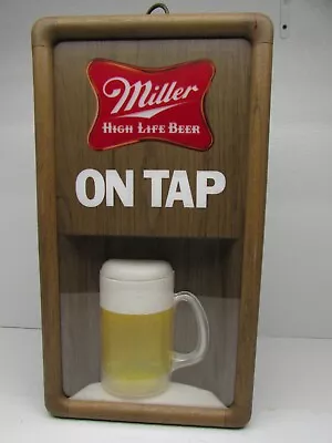 Vintage Hanging Sign Miller High Life On Tap Light Up Beer Mug 3 Sided Bar Sign • $149.90