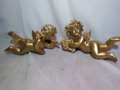 Cherubs Universal Statuary Corp 1958 Gold Color Resin Angels • $17.95