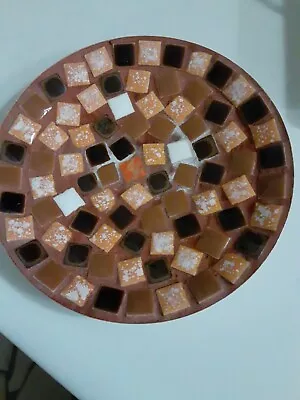 Vintage Retro Mosaic Trinket Tile Dish Mid Century Modern Brown Orange White • $6.37