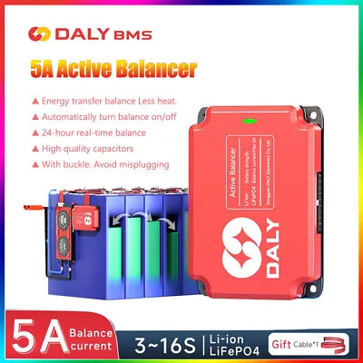 DALY Smart BMS 3S-16S 5A Li-ion LiFePo4 Battery Equalizer Board Active Balancer • $63.66