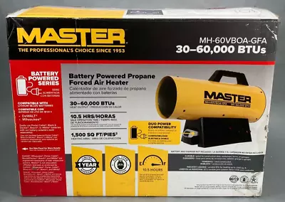 Master MH-60VBOA-GFA: Battery Powered Propane Forced Air Heater 30-60000 BTUs • $100