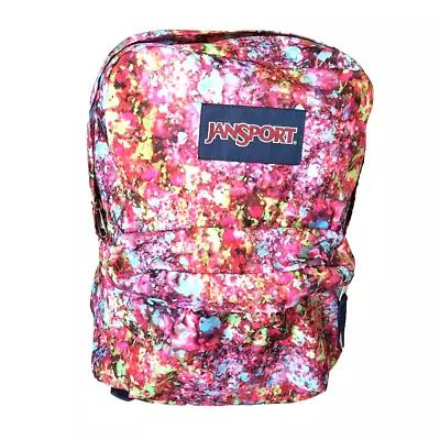 Jansport Superbreak Backpack Multi Flower Explosion Psychedelic Pastel Pink • £32.46