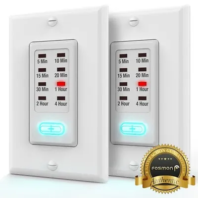 2x In Wall Switch Gang Countdown Programmable Timer Auto Bathroom Fan LED Light • $23.99