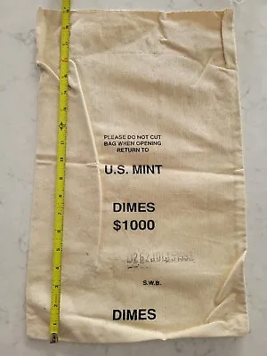 $2.25 • Buy Vintage Money Bank Canvas Bag, U.S. Mint, Dimes $1,000