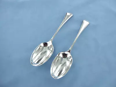 An Antique Pair Of Sterling Silver Old English Dessert Spoons Birmingham  1913. • £95