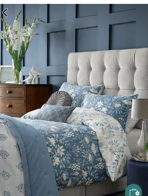 Laura Ashley Duvet Cover Set  PARTERRE  - SEA SPRAY  - SUPER KING -NEW - RRP £85 • £65