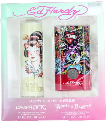 Love & Luck + Hearts & Daggers By Ed Hardy For Women Set: EDT 3.4 + EDT 3.4 • £54.71