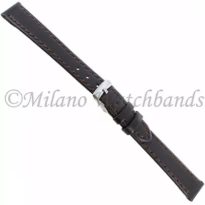 12mm Morellato Dark Brown Genuine Calfskin Leather Stitched Watch Band 112 • $19.95