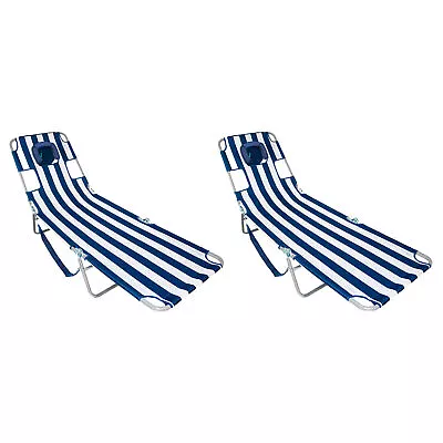 Ostrich Chaise Lounge Folding Portable Sunbathing Beach Chair Striped (2 Pack) • $118.99