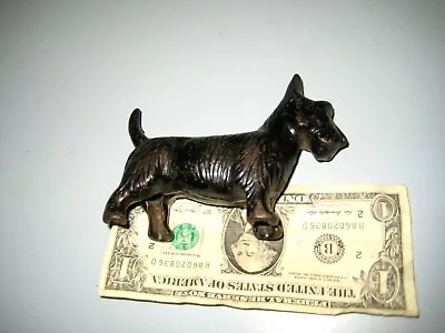 Antique Cast Iron Still Bank Scottie Dog Standing 4 3/4  Long X 3' Tall X 1 1/2  • $69.99