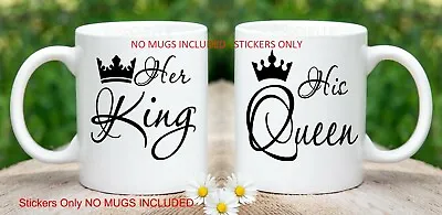 £2.20 • Buy His And Hers King And Queen Cup Mug Wine Glass Vinyl Sticker Only Decal