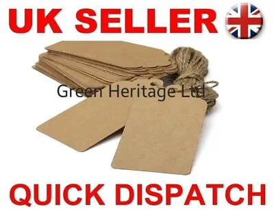 33/66/100pcs Kraft Paper Varied Sizes & Color Tags Label Card Gift FREE Twine  • £2.79