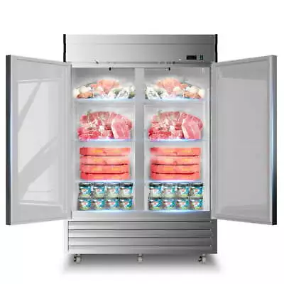 Commercial Reach In Freezer 2 Solid Door Stainless Steel 49 Cu.Ft Restaurant New • $1699
