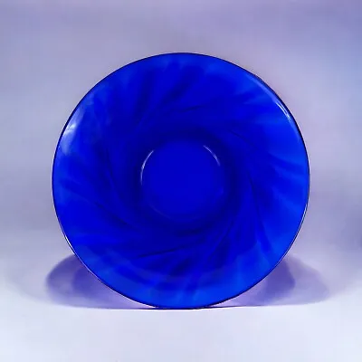 Vintage Vereco Cobalt Blue Glass Saucer Plates 5 1/4” Set Of 8 • $22.76