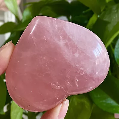 215G Atural Pink Rose Heart Shape Quartz Crystal Heart Healing Gemstone • $0.99