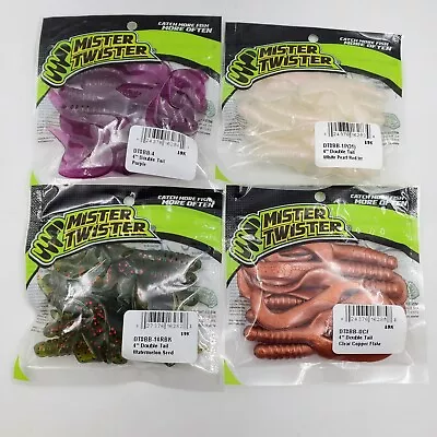 New Mister Twister 4  Double Tail Grub Trailer 8 Count Pack You Choose Color • $2.89