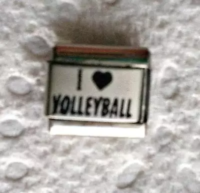  I Love Volleyball    On Silver 9mm Italian  Charm- Game Serve Court • $1.25