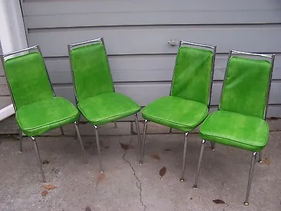 Set Of 4 Mid Century Modern/Atomic Age DOUGLAS Lime Green/Chrome Kitchen Chairs • $100