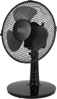 BLACK & DECKER 9 Inch Oscillating Desk Fan Black   BXFD52003GB • £16