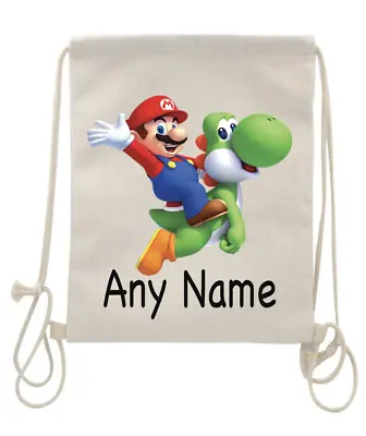 £10.49 • Buy Personalised Super Mario Yoshi Drawstring Bag School PE Dance Football Games Bag